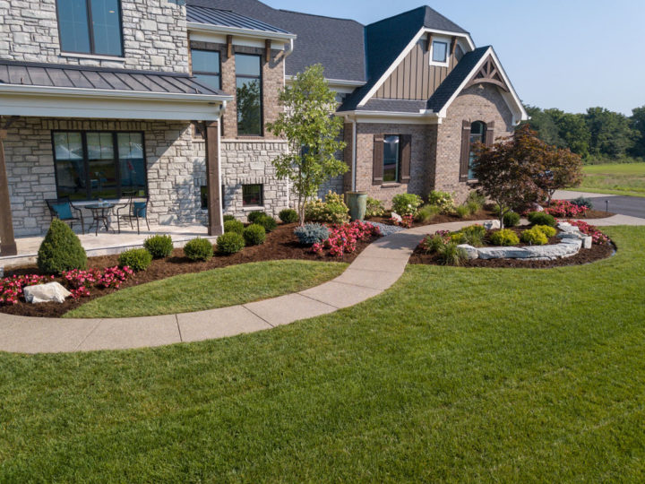 front home landscaping with pathway